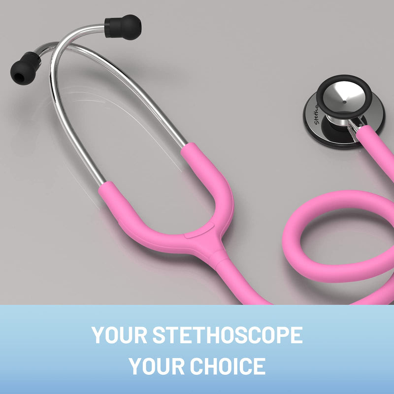 [Australia] - Dual Head Stethoscope for Medical and Home by FriCARE, Classic Lightweight Design, Stethoscope for Adult, Gift for Nurses, Doctors, Medical Students, 28 inch (Peach Pink) Peach Pink 
