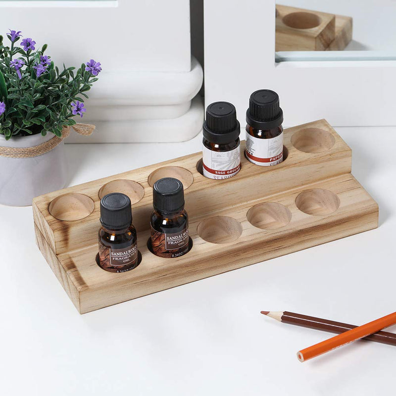 [Australia] - LIANTRAL Essential Oils Storage Rack, 2 Tiers Wooden Essential Oils Nail Polish Display Holder for 5/10/15/20ml Bottles, Set of 2 rustic burnt wood 