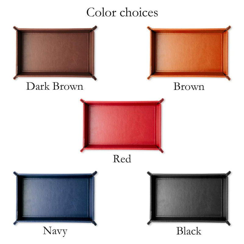 [Australia] - HIGH FIVE Vegan Leather Utility Tray for Keys Phone Accessories Watches Office Home Car Red 