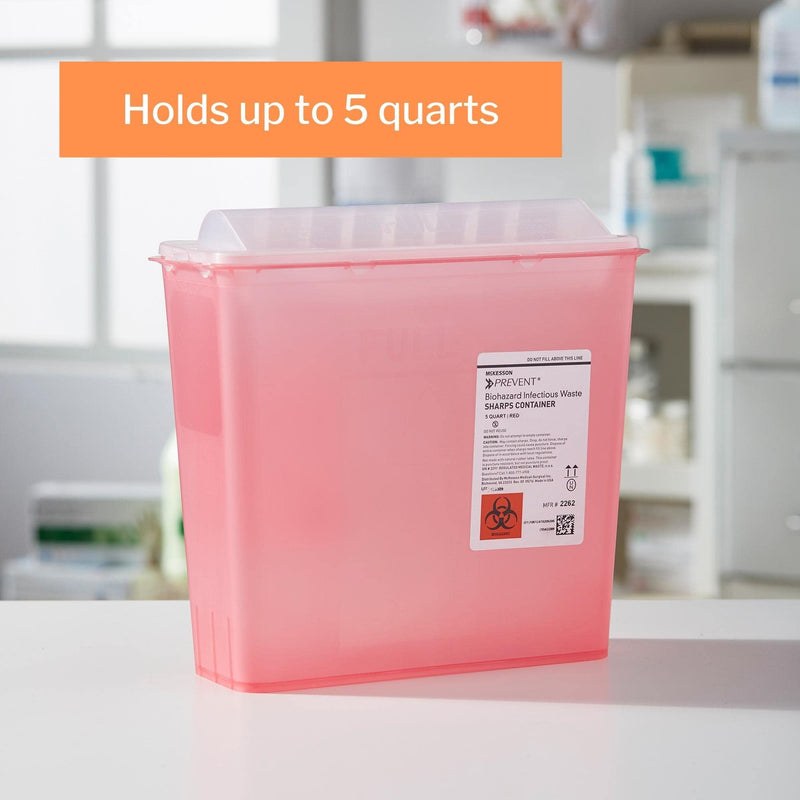 [Australia] - McKesson Prevent Biohazard Infectious Waste Sharps Container, Plastic, Red, 1.25 gal, 1 Count 