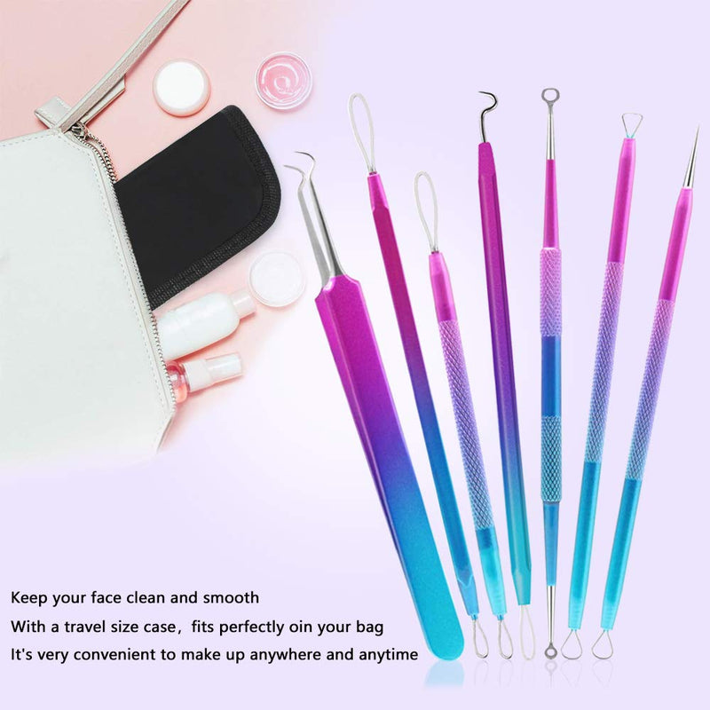 [Australia] - AIPRODA Acne removal Black acne removal Pore Care Dedicated Kit Pore plug stick Tool Kit Comedone Pimple Extractor Tool Magic Color 7pcs 