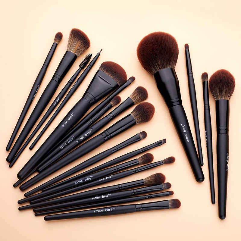 [Australia] - Jessup Make Up Brush Set Professional 21Pcs Black Complete Collection,Synthetic Hair,Powder Blending Foundation Highlight Contour Concealer Eyeshadow Eye liner Spoolie T271 