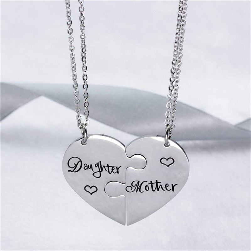 [Australia] - Nanafast 2 PCS Mother Daughter Necklaces Adjustable Stainless Steel Matching Heart Necklace Set Valentines for Couples Mom and Daughter 