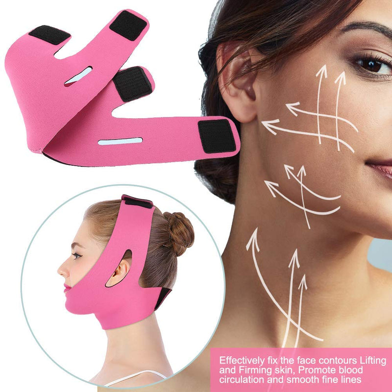 [Australia] - Face Slimming Belt, Bandage Belt Mask Face-Lift Double Chin Skin Strap for Women Pink 