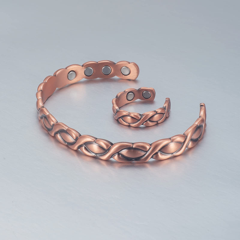 [Australia] - EnerMagiX Copper Bracelets & Rings for Men & Women Magnet Wristbands Bracelet with Strength Magnets Copper Magnetic Bracelets & Rings (CPB-0178 CPR-0178) 