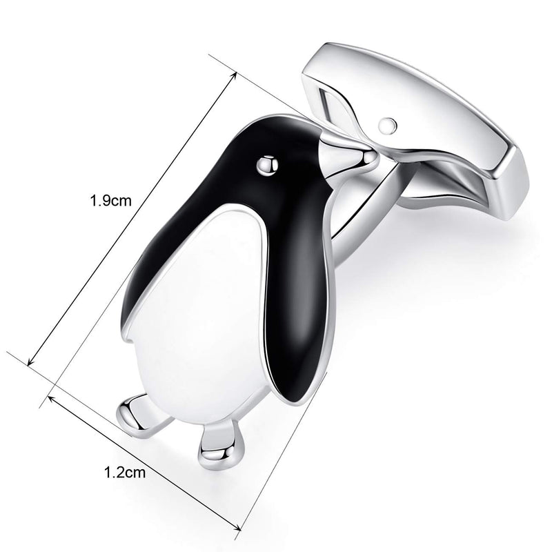 [Australia] - HONEY BEAR Penguin Cufflinks for Mens Business Wedding Gift Black and White 