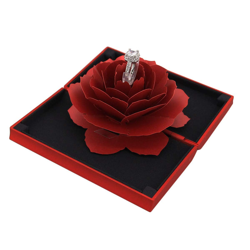 [Australia] - Orita Jewelry Box Antique Rose Flower Engagement Propose Ring Box Jewelry Organizer Case Holder Red Box 