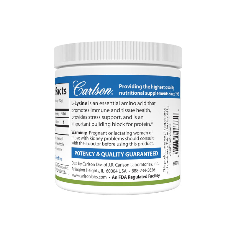 [Australia] - Carlson - L-Lysine Powder, Free-Form Amino Acid, 960 mg, Supports Healthy Tissue & Muscle Development, 3.53 oz (100 g) 