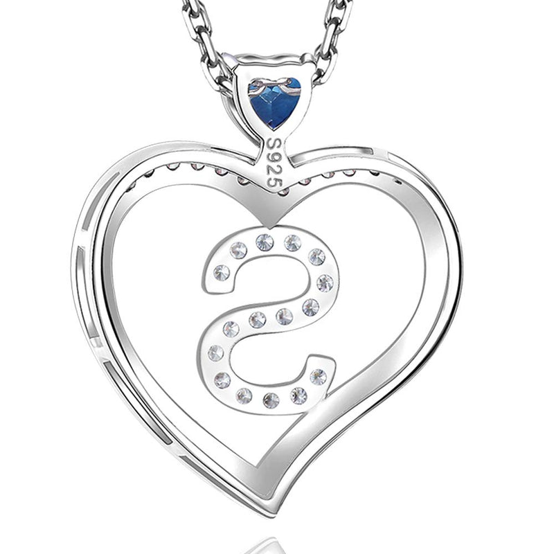 [Australia] - Blue Sapphire Necklace Initial S Jewelry for Teen Girls Birthday Gifts She Believed She Could so She Did Heart Pendant Sterling Silver 
