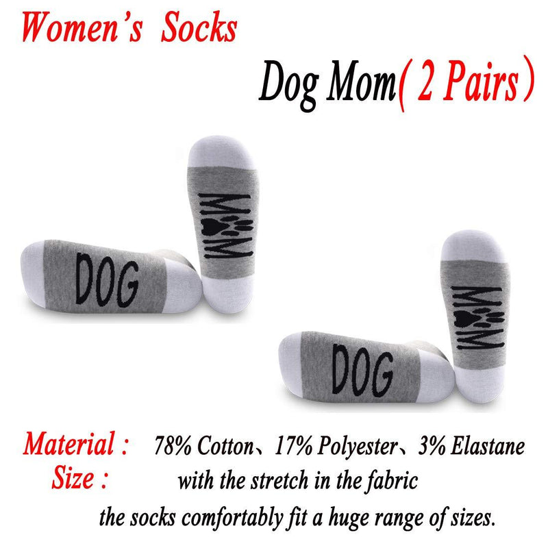 [Australia] - PYOUL 2 Pairs Dog Mom Socks Dog Gift Dog Mom Gifts Dog Lover Gift Dog Lover Funny Dog Gifts 