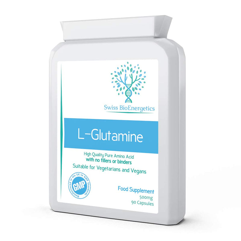 [Australia] - L-Glutamine 500mg 90 Capsules - Pure Amino Acid with no fillers or Binders - Suitable for Vegetarians and Vegans – Exclusively Manufactured in The UK 