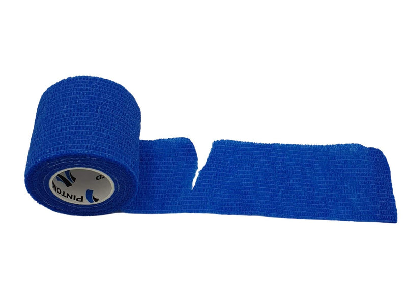 [Australia] - PintoMed - BLUE Cohesive Bandage Stretched 6 Rolls x 5cm x 4.5m Self-adhesive Flexible Bandages, Professional Quality, First Aid Sports Wrap Bandages - Pack of 6 