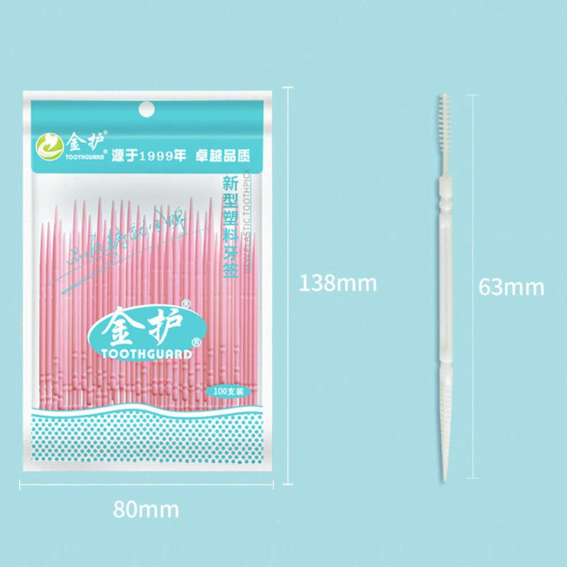 [Australia] - Healifty 500pcs Interdental Brushes 6.3cm Double-Head Design Toothpicks Plastic Dental Picks for Oral Care 