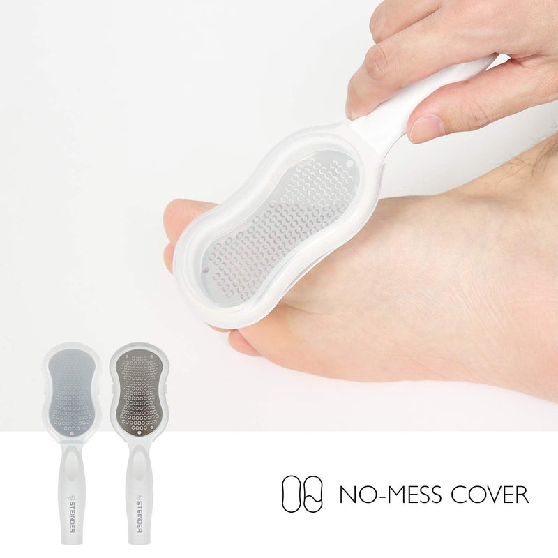 [Australia] - Steinder Foot File for Hard Skin Remover, Foot Scrubber Scraper, Feet Pedicure Kit, Foot Grater, Heel File, Foot Care Kit - White 