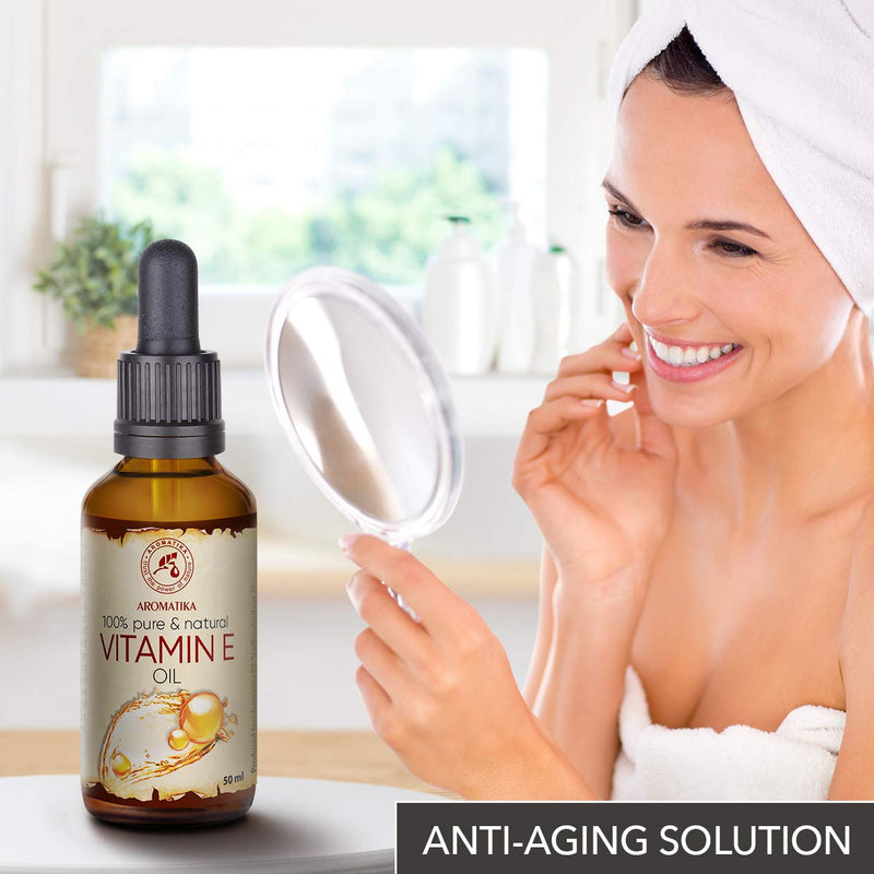 [Australia] - Vitamin OIL E 50ml -Tocopherol - Natural - Rich in Vitamin E - Anti Aging Oil against Wrinkles of all Kinds - Care for Face - Skin - Body Care - Hair - Ideal for Sensitive Skin 
