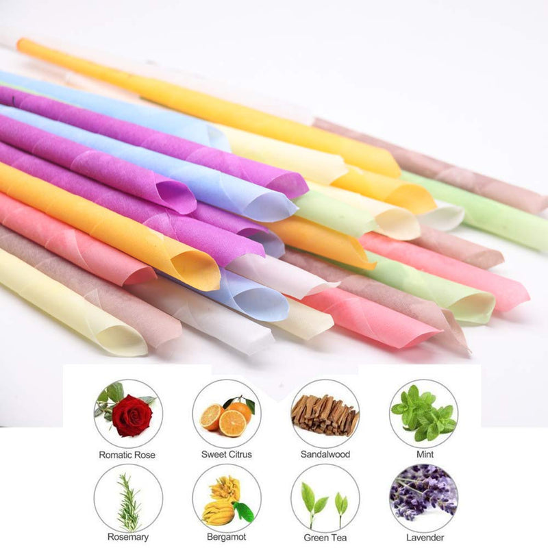 [Australia] - 32PCS Ear Wax Candle, Ear Cones Candles, Ear Wax Removal, Organic Non-Toxic Cylinders Fragrance Hollow Cone Candles with 16 Protective Disks(8 Colours) 