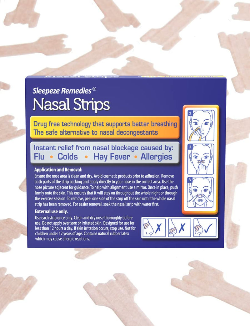 [Australia] - Nasal Strips Medium (x 60 Pack) Nose Strip to Stop Snoring, Snoring Strips to Help You Breathe Through Your Nose, Anti Snore Nasal Strips for Snoring by Sleepeze Remedies (60 Count (Pack of 1)) 