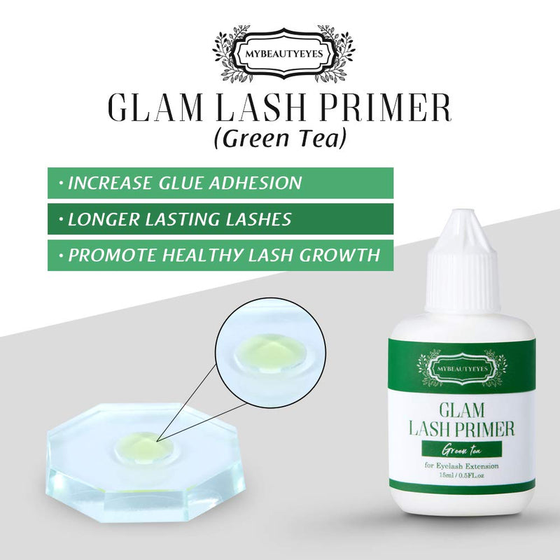 [Australia] - Eyelash Extension Glam Lash Primer 15 ml/Pre-Treatment for Semi Permanent Eyelash/Easily Removes Proteins and Oils/Oil Free/Longer Extension Retention (Green Tea) Green Tea 