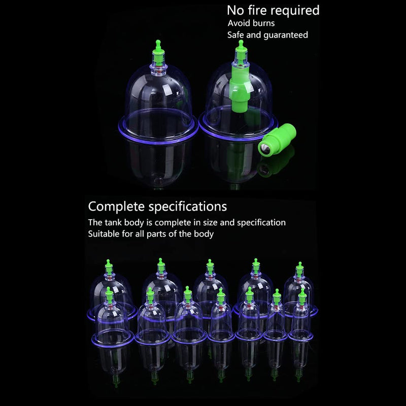 [Australia] - Angeer 12Pcs/Box Vacuum Air Suction Cups Cupping Cups Sets Biomagnetic Traditional Professional Chinese Therapy Massage Vacuum Cupping Set (12Pcs/Set) 12pcs/Set 