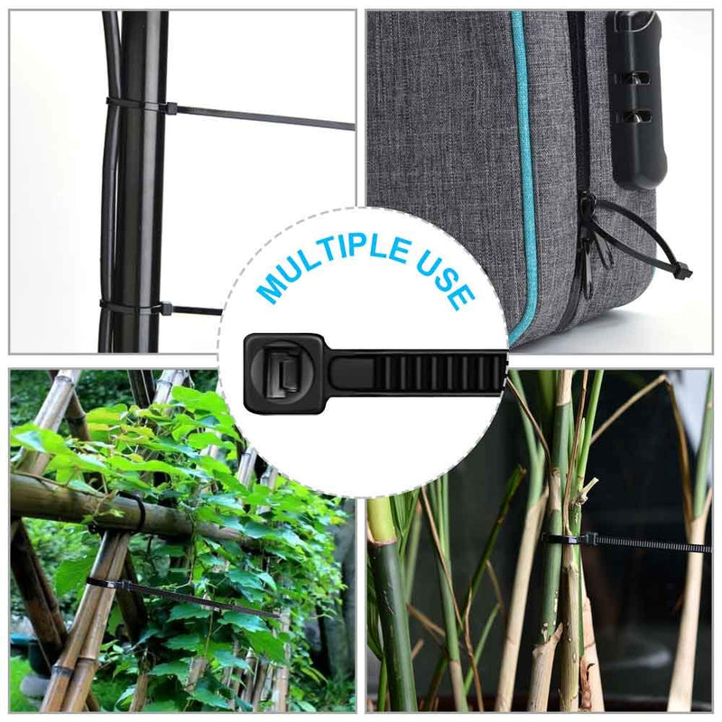 [Australia] - HMROPE 100pcs Cable Zip Ties Heavy Duty 12 Inch, Premium Plastic Wire Ties with 50 Pounds Tensile Strength, Self-Locking Black Nylon Zip Ties for Indoor and Outdoor 