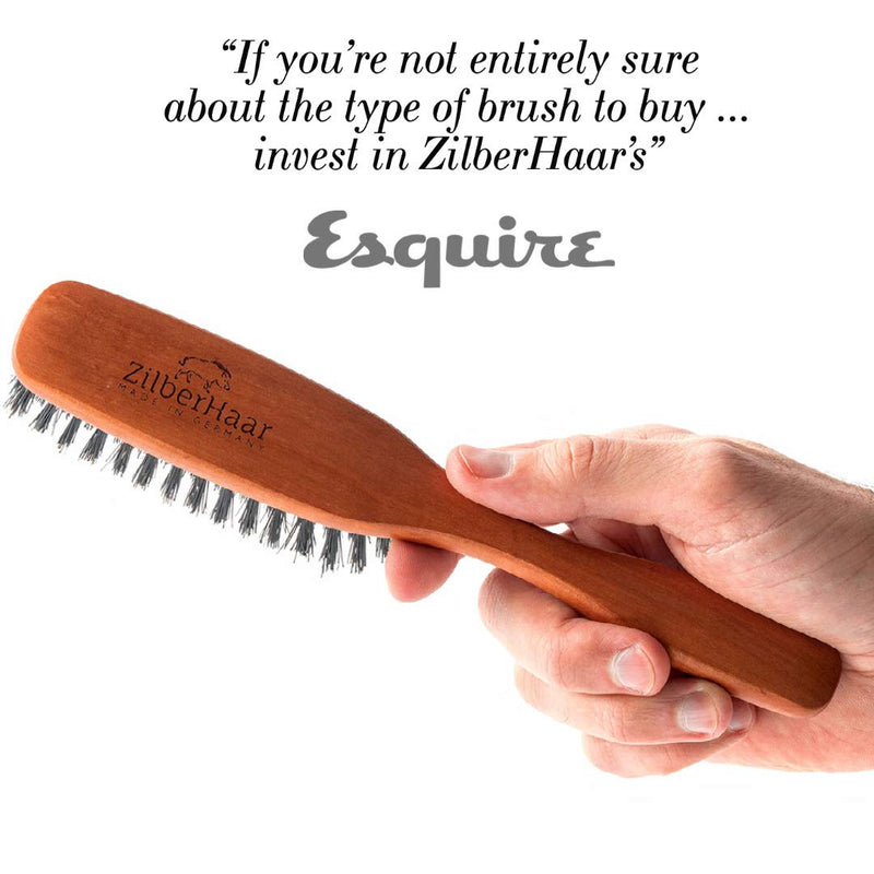 [Australia] - ZilberHaar - Long Hair & Beard Brush - Made From Stiff First Cut Boar Bristles and Pearwood - Perfect Beard Care for Men - Works with all Beard Balms and Beard Oils - 8.6 Inches Long 