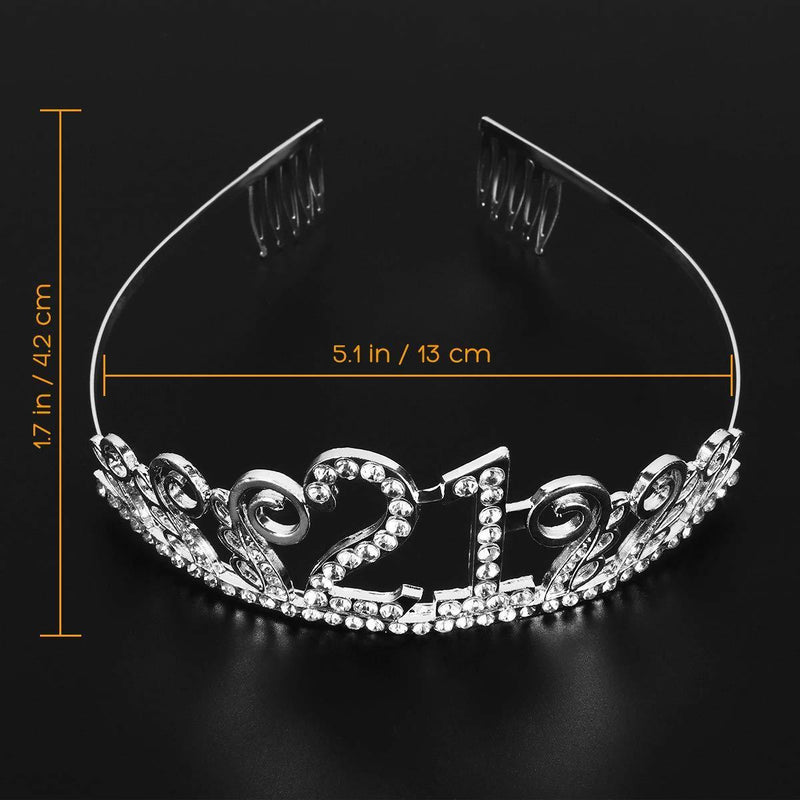 [Australia] - Frcolor 21th Birthday Crystal Tiara Crowns Headband with Hair Combs 