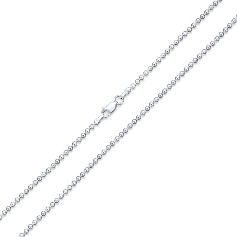 [Australia] - 925 Sterling Silver Italian 1.5MM, 2MM Silver Bead Ball Chain Necklace, Sterling Silver Bead Necklace, Silver Ball Necklaces, Italian Bead Necklace, Solid Dog Tag Chain Military Army Necklace 18.0 Inches 