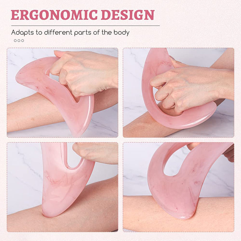 [Australia] - Gua Sha Massage Tool with Handle (Resin) Larger Guasha Scraping Tool for Back Neck Face Leg Massage, Lymphatic Drainage, Cellulite Remove Pink Large (Pack of 1) 