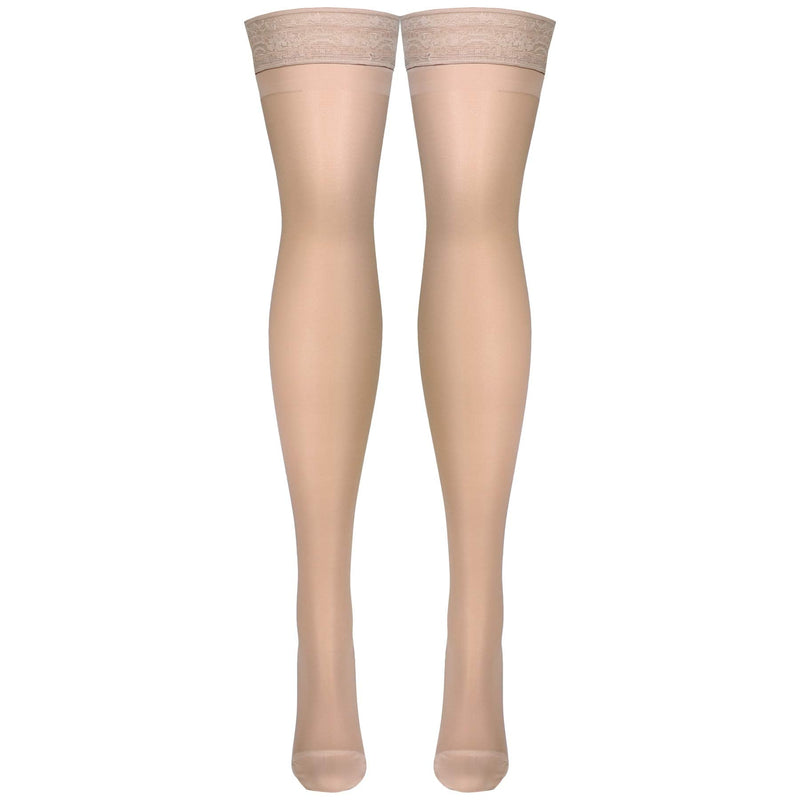 [Australia] - Truform Sheer Compression Stockings, 15-20 mmHg, Women's Thigh High Length, 20 Denier, Nude, Large Large (1 Pair) 