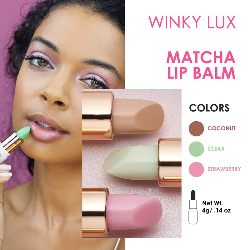 [Australia] - Winky Lux Matcha Lip Balm, All-Day Non-Tinted Lip Balm Stick, Hydrating All-Natural Green Tea Extract, 0.14 Oz, Clear 