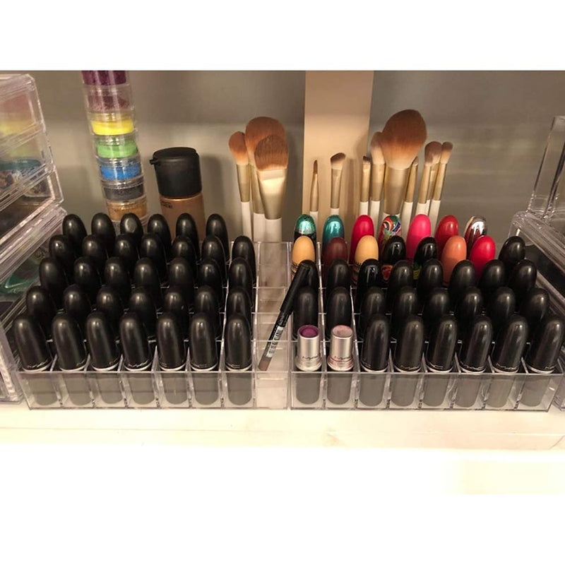 [Australia] - Hedume 2 Pack Lipstick Holder, 40 Slot Acrylic Lipstick & Makeup Organizer, Clear Cosmetic Display Case for Lipstick, Brushes, Bottles 