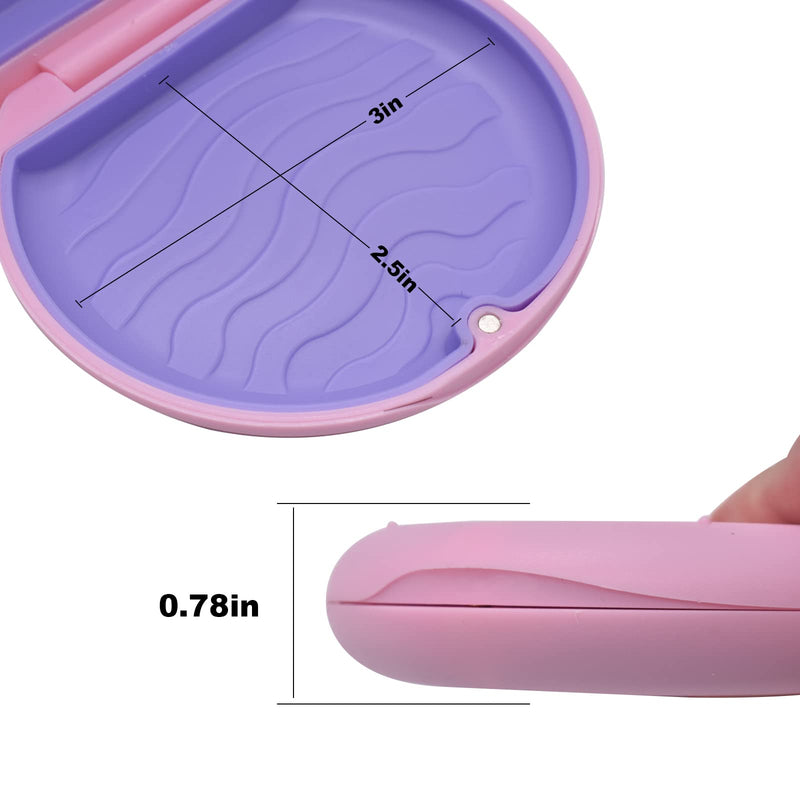 [Australia] - Pink Denture & Teeth Mouth Tray Retainer Box Sets Partial Denture Box with 2Pcs Aligner Removal Tool （Random Color）and 9Pcs Invisible Chewer (Random Color) Pink 