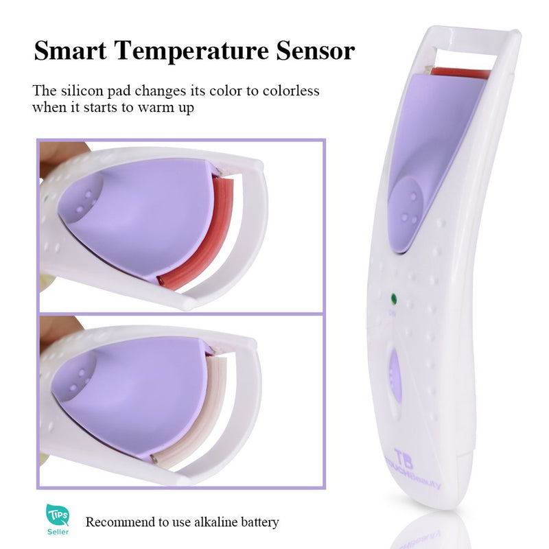 [Australia] - TOUCHBeauty Professional Heated Eyelash Curler with Silicone Refill Pad Curling Tool for Women Long Lasting Naturally Eyelashes TB-2003 Purple 