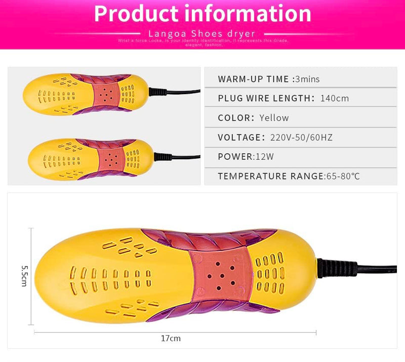 [Australia] - Electric Shoe Boot Dryer Heater Warmer Violet Light Boot Odor Deodorant Dehumidify Device Quick Drying For Ski Boots gloves Socks Hats (Standard UK Plug) 