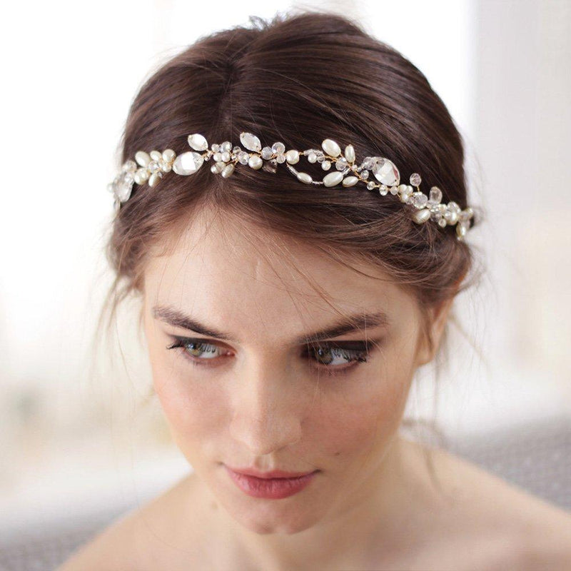 [Australia] - Kercisbeauty Handmade Bridal Bridesmaids Double Chain Headband Vine Spring Headband Headpiece Hair Vine Bridal Accessories Super Flash Party Accessories (Silver) Silver 