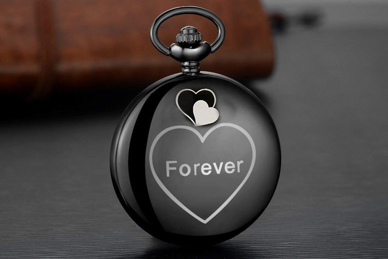 [Australia] - LYMFHCH Engraved Personalized Pocket Watch for Son Gifts Vintage Quartz Pocket Watches with Chain Christmas Graduation Gifts Black 