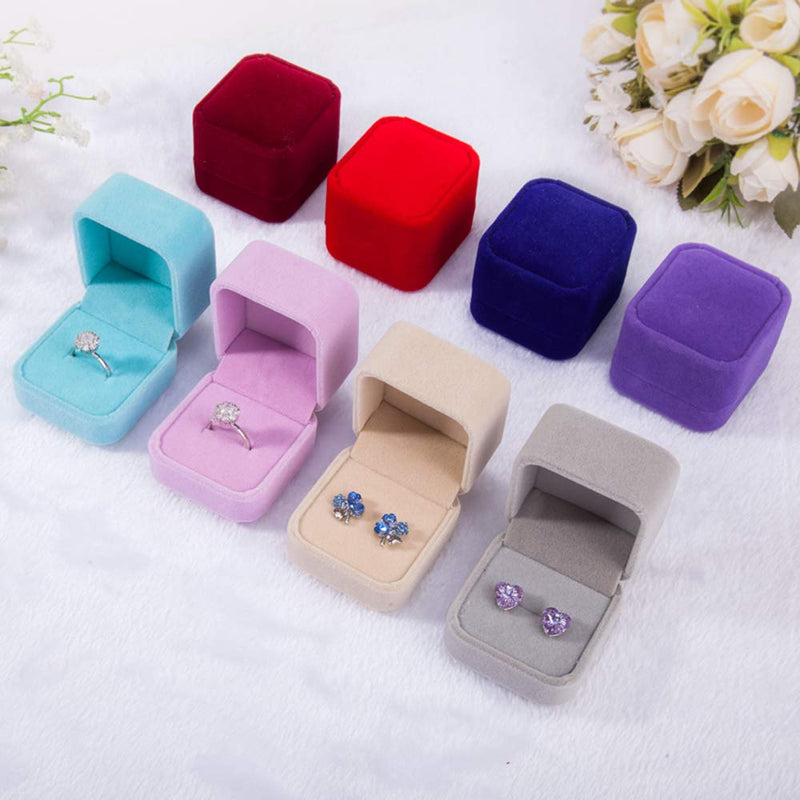 [Australia] - 2 Pack Velvet Ring Boxes, Earring Pendant Jewelry Case, Ring Earrings Gift Boxes, Jewellry Display (Wine, Ring Box) Wine 