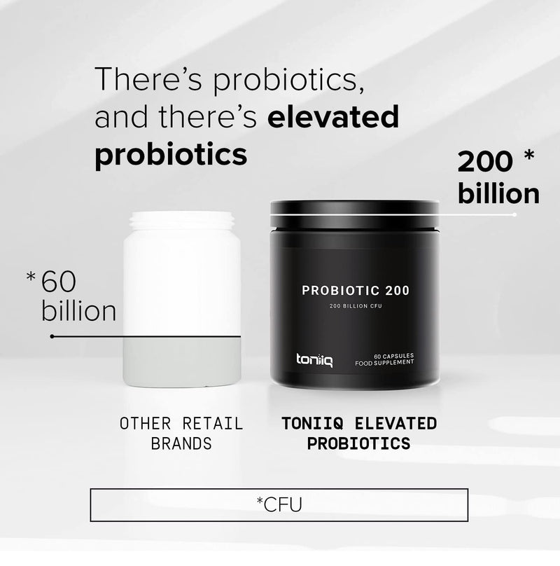 [Australia] - 200 Billion CFU Probiotic Supplement by Toniiq - 30 Verified Third-Party Tested Strains - Fully Shelf-Stable Probiotics Formula with Prebiotic Blend - Extended Release Capsules 