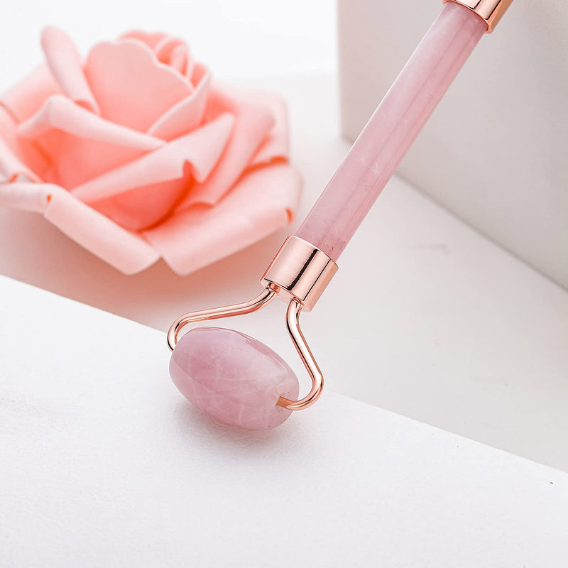 [Australia] - ASTOFLI Face Roller Facial Massager for Skin Care, Anti Ageing 100% Natural Rose Quartz Jade Roller for Face Care, Slimming Face Massage Tool Skin Roller. Pink 