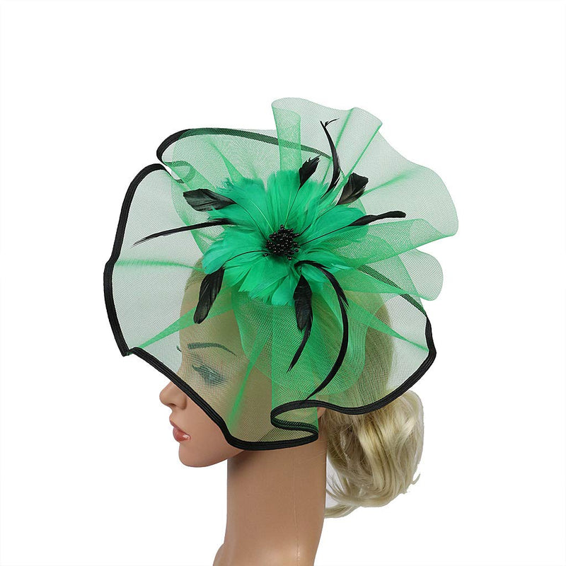 [Australia] - UKYLIN Women Fascinator Feather Hat Tea Party Headwear Cocktail Hat Charming Head Decoration Green and Black 