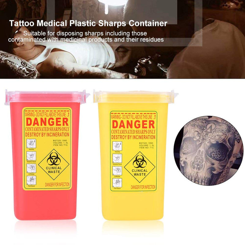 [Australia] - Sharps Container, Waste Container Tattoo Plastic Sharp Container Biohazard Disposal 1L Size Waste Box Sharps Disposal Container with Mailbox Style Lid Puncture Resistant Sharps Disposal Container Yellow 