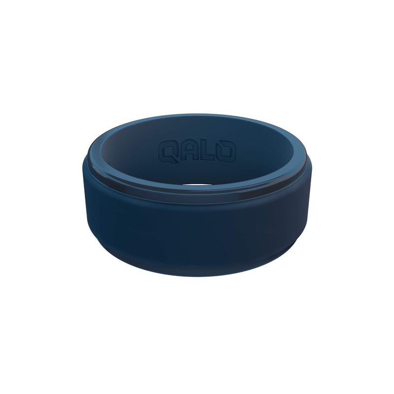 [Australia] - QALO Men's Polished Step Edge Ring Collection Deep Blue Size 08 