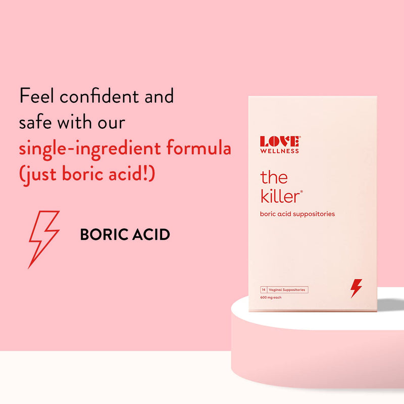 [Australia] - Love Wellness The Killer, 14 Boric Acid Suppositories - Maintains and Balances Healthy Vaginal pH & Manages Odor - Discomfort & Loss of Intimacy - Feminine Health Developed by Doctors for Women The Killer (1 Pack) 