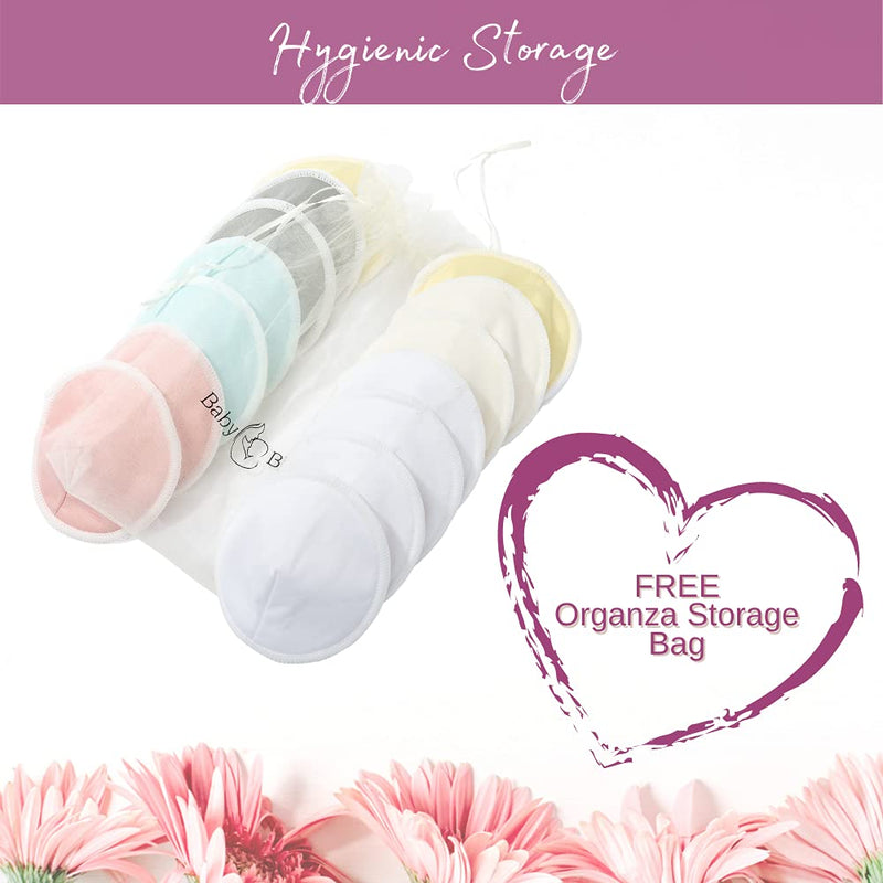 [Australia] - Organic Bamboo Nursing Breast Pads - 14 Washable Pads with Wash and Storage Bags - Breastfeeding Nipple Pad for Maternity - Reusable Nipplecovers for Breast Feeding (Medium) Medium 