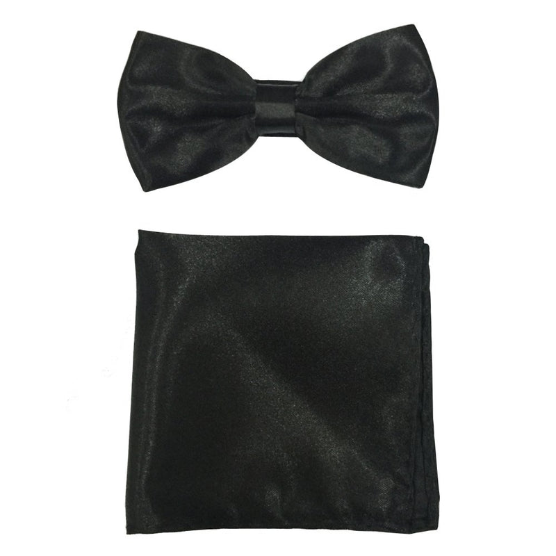 [Australia] - Mens Dress Girdle Tie Tuxedo Suit Waist Pure Pleat Cummberbund Bowtie Hankerchief Set Black 