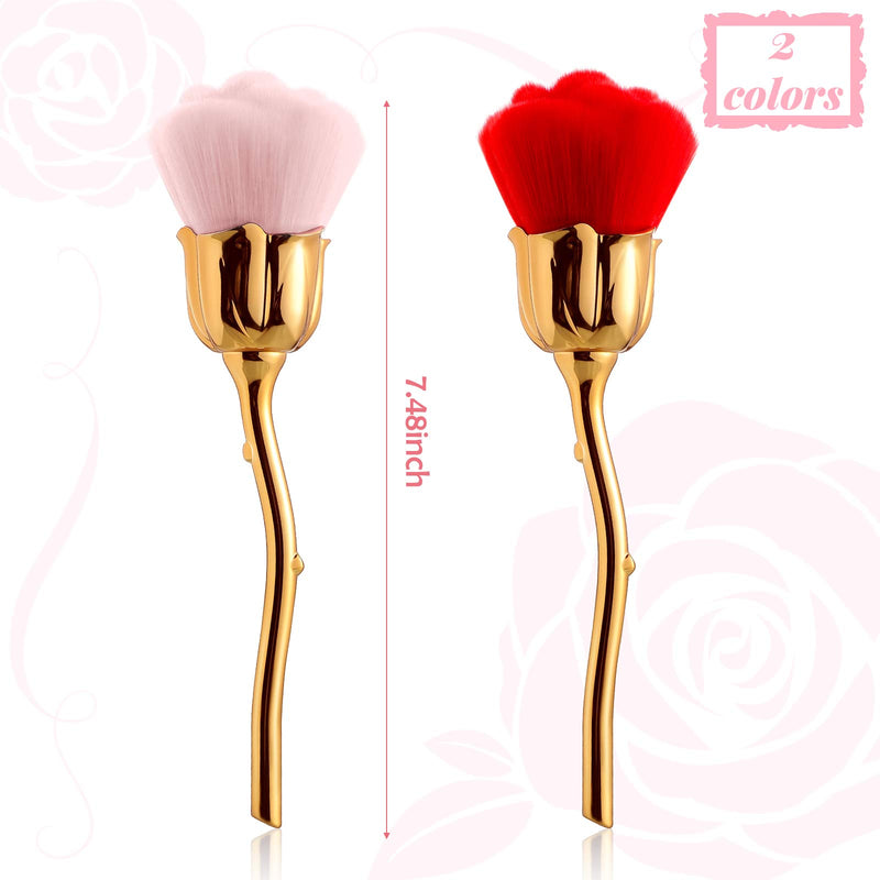 [Australia] - Tessco 2 Pieces Rose Flower Makeup Brush Flower Blush Brush Extra Large Face Powder Makeup Brushes, Nail Art Dust Powder Remover, Foundation Makeup Brush, Powder Brush and Blush Brush for Daily Makeup 