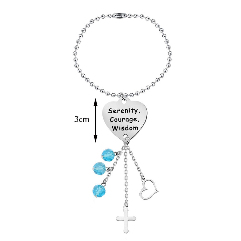 [Australia] - KUIYAI Serenity Courage Wisdom Car Charm with Dangle Charms Sobriety Heart Pendant for Rearview Mirror Serenity Charm 