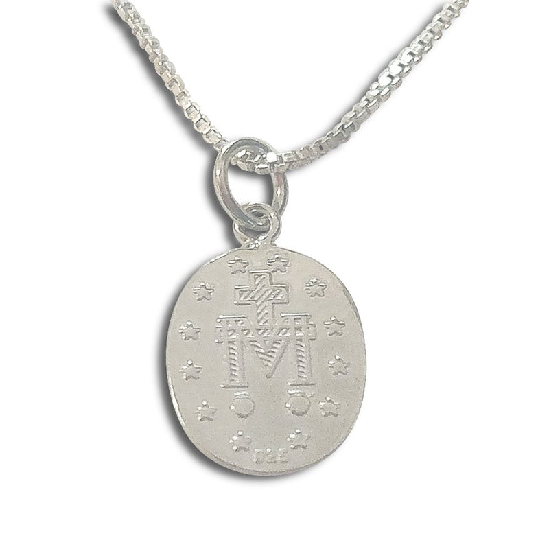 [Australia] - Girl's Sterling Silver Miraculous Medal Charm Necklace 16-18 Inch (Adjustable) 