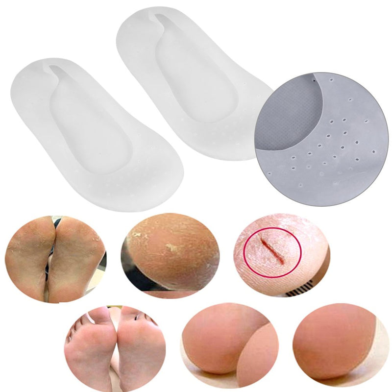 [Australia] - 1Pair Silicone Socks Foot Protector Full Length Foot Silicone Gel Socks Moisturizing Cracked Skin Care for Foot Care(S) S 