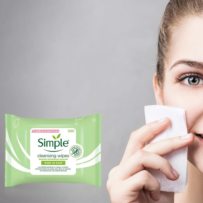 [Australia] - Simple Facial Cleansing Wipes Kind to Skin Sensitive 25's (3 Packs) 25 Count (Pack of 3) 